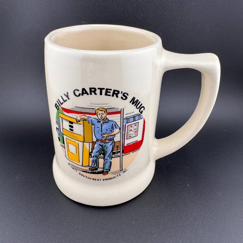 Vintage Billy Carter Ceramic Mug Stein 1977 Southcrest Products Collectible